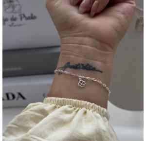 Pulseira Trevo Quatro Folhas Regulável em Prata 925